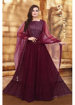Exclusive Wine Color Gown